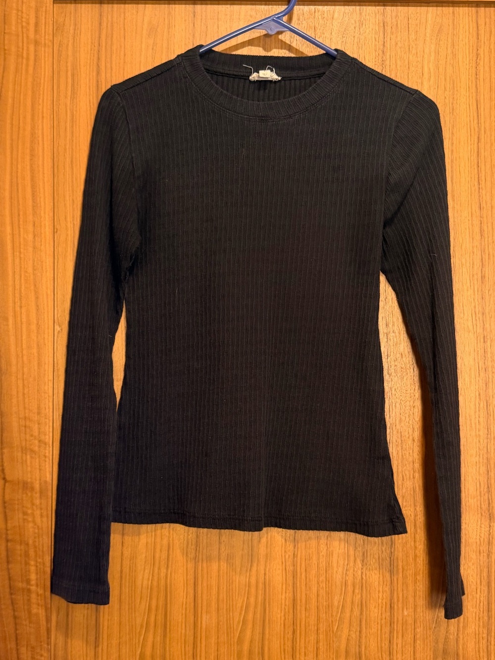 Pilcro Black Ribbed Long-Sleeve Tee